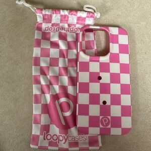 Loopy case hot pink checkered 14 pro righty